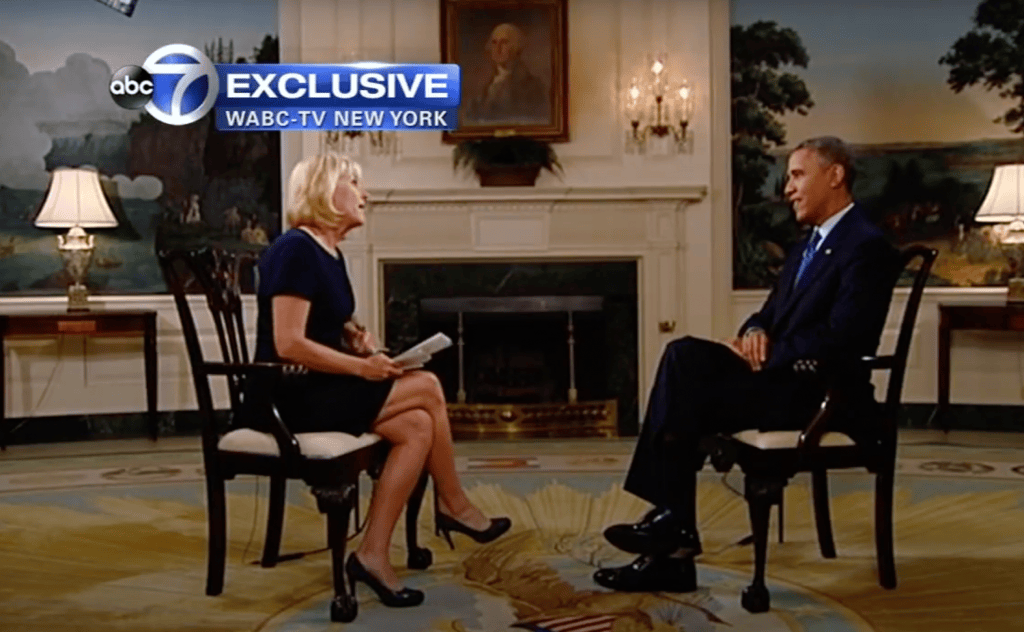 (PHOTO: Diana Williams during an exclusive interview with former President Barack Obama in 2013. Source: YouTube.)