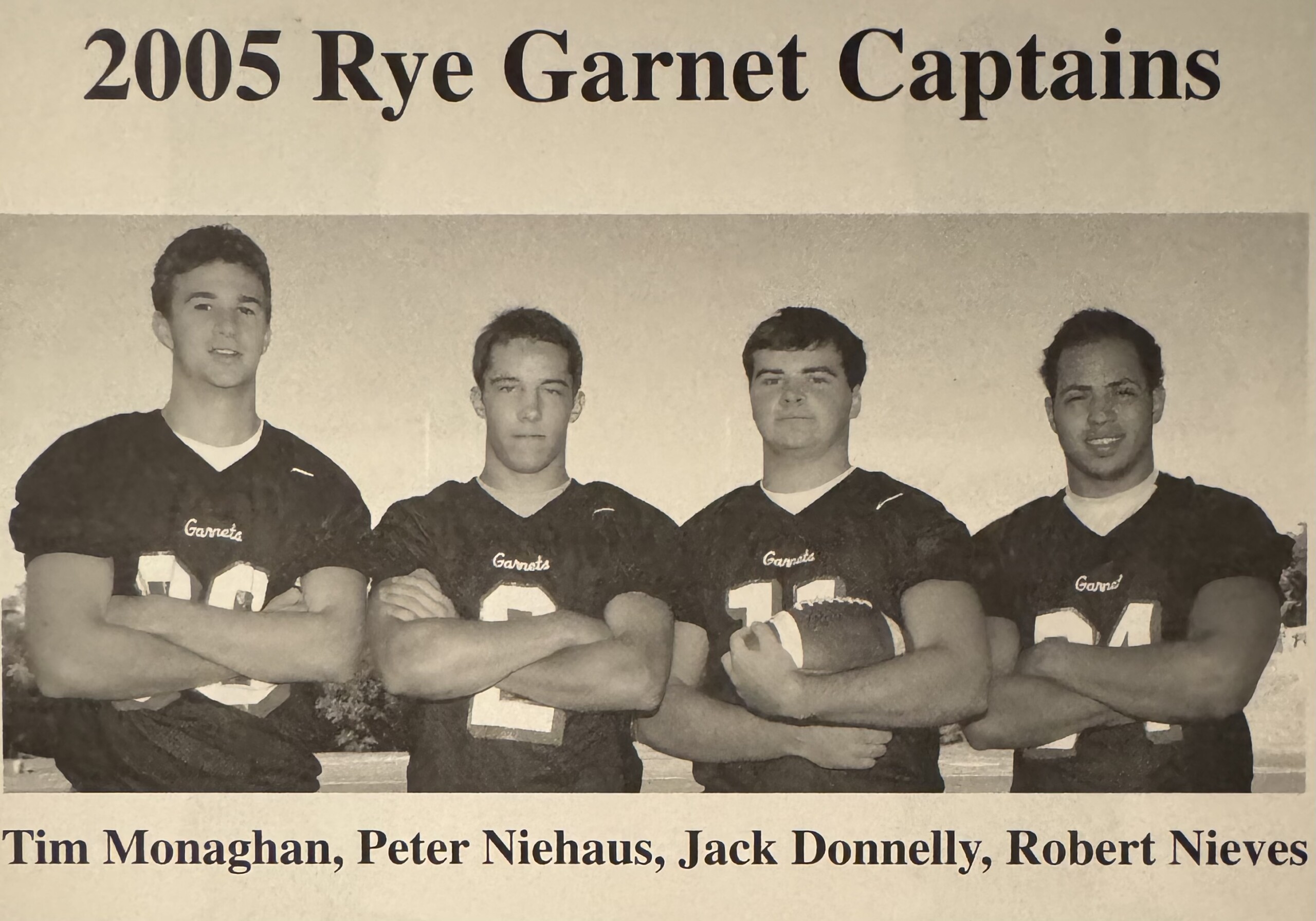 (PHOTO: The 2005 Rye Football team captains, pictured before the season. Contributed.)