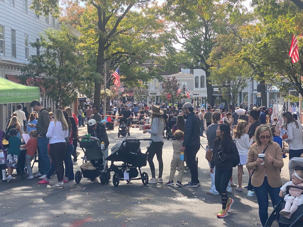 (PHOTO: The 72nd Annual Halloween Window Painting (and second annual parade) on Purchase Street in Downtown Rye, NY on October 19, 2025.)