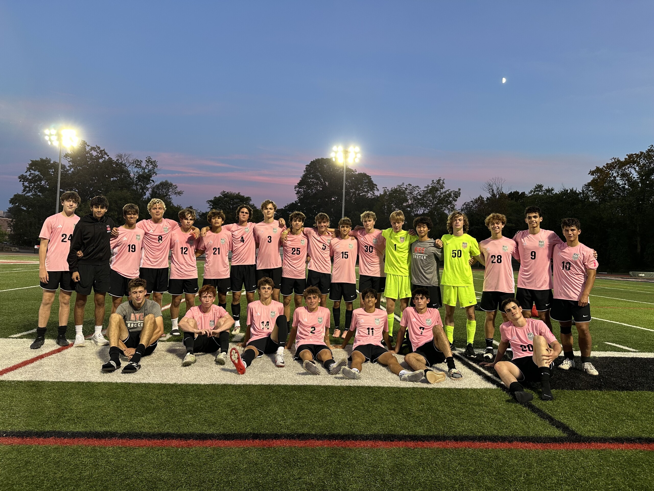 (PHOTO: The Rye Boys Soccer team from their match agains Keio Academy on September 30, 2025. Credit: Daniela Arredondo.)