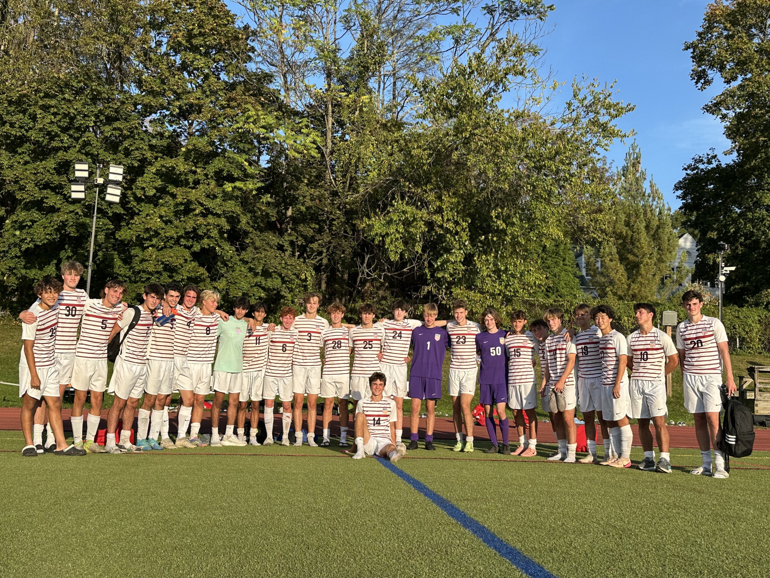 (PHOTO: The Rye Boys Soccer team from October 4, 2025, against Pleasantville. Credit: Daniela Arredondo.)