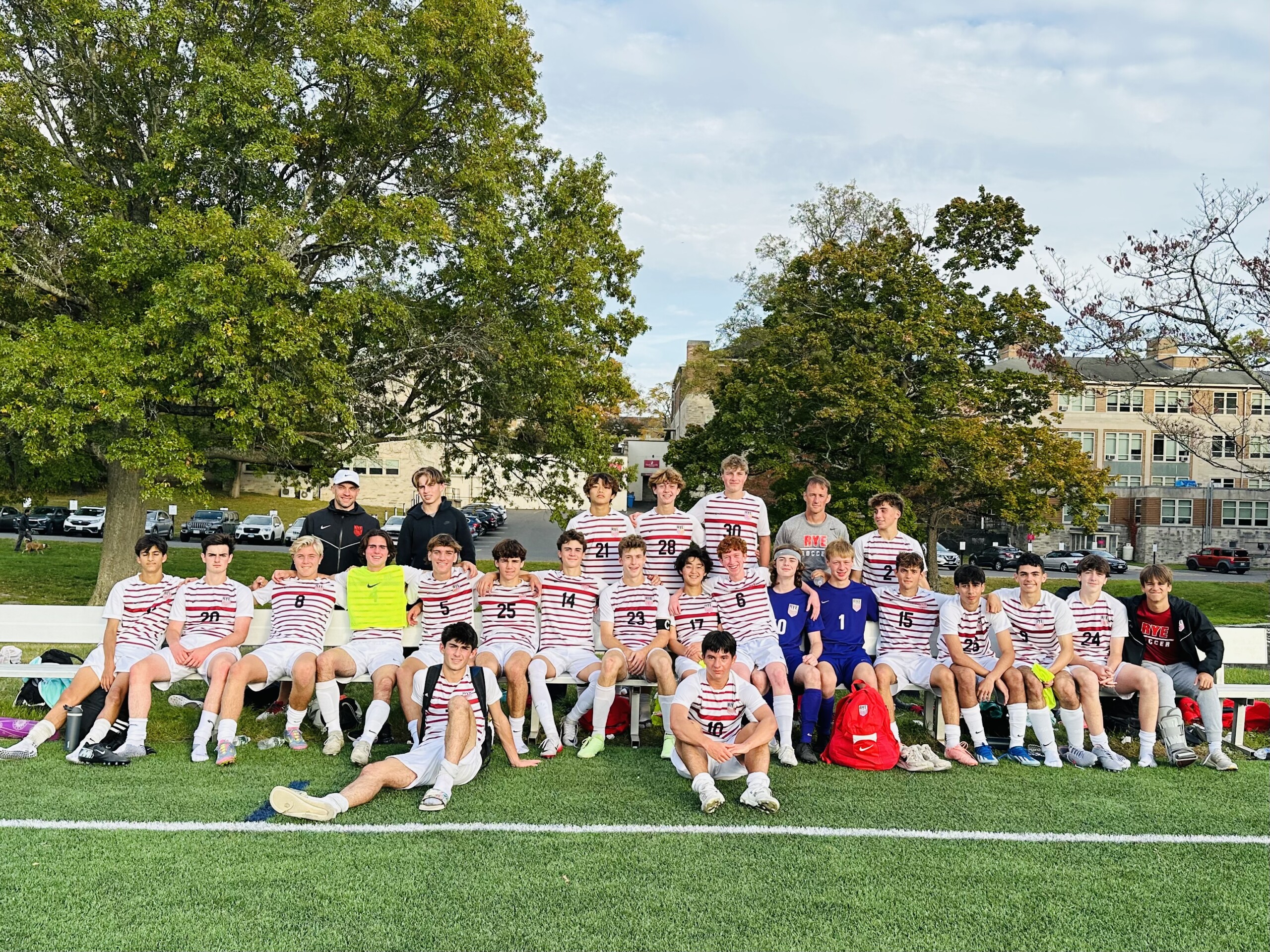 (PHOTO: The Rye Boys Soccer team from a 2-1 win over Keio Academy on Saturday, October 18. Credit: Daniela Kehoe.)