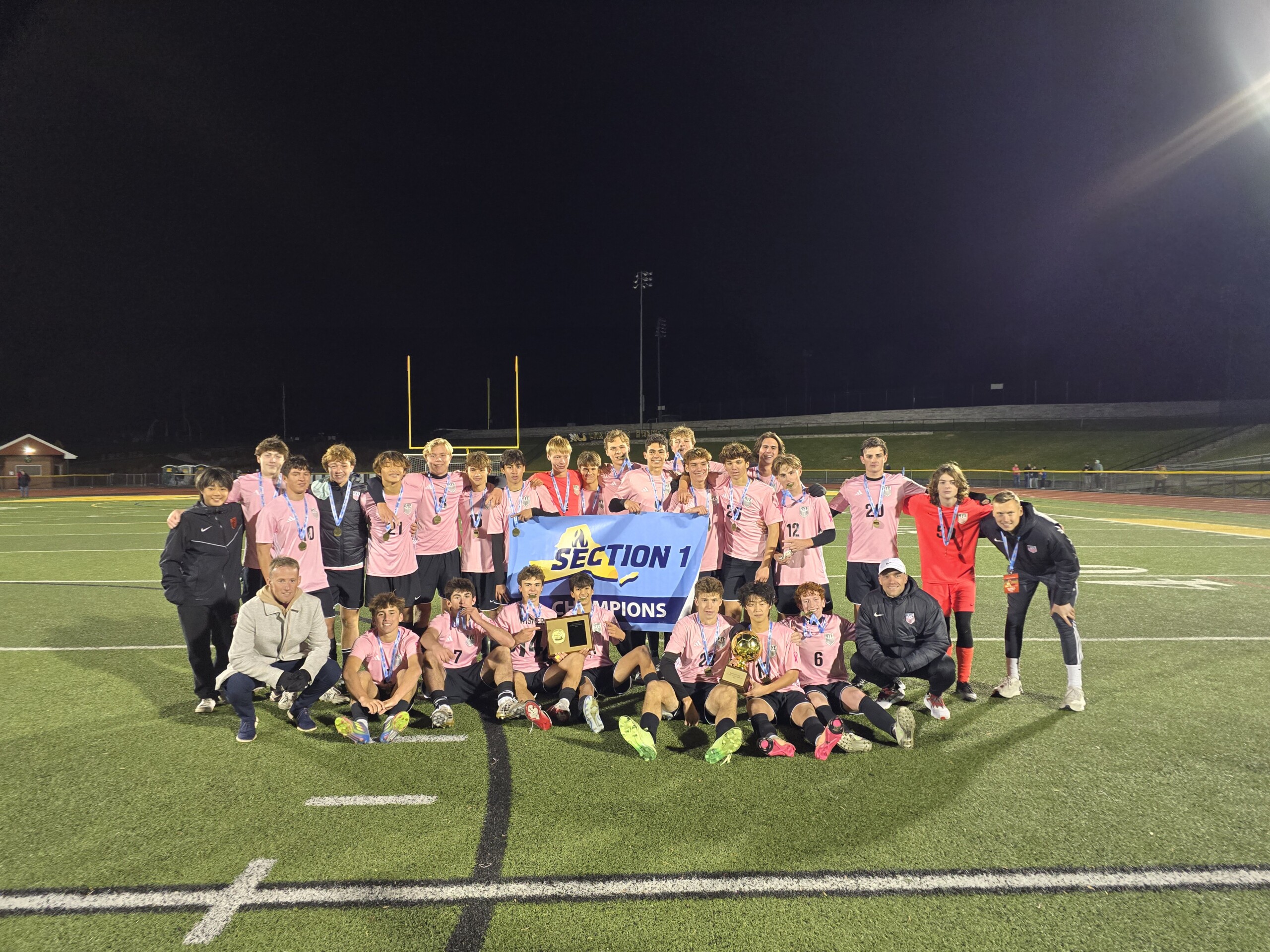(PHOTO: The 2025 Rye Boys Soccer Team: Section 1 Class A champions. Credit: Alvar Lee.)