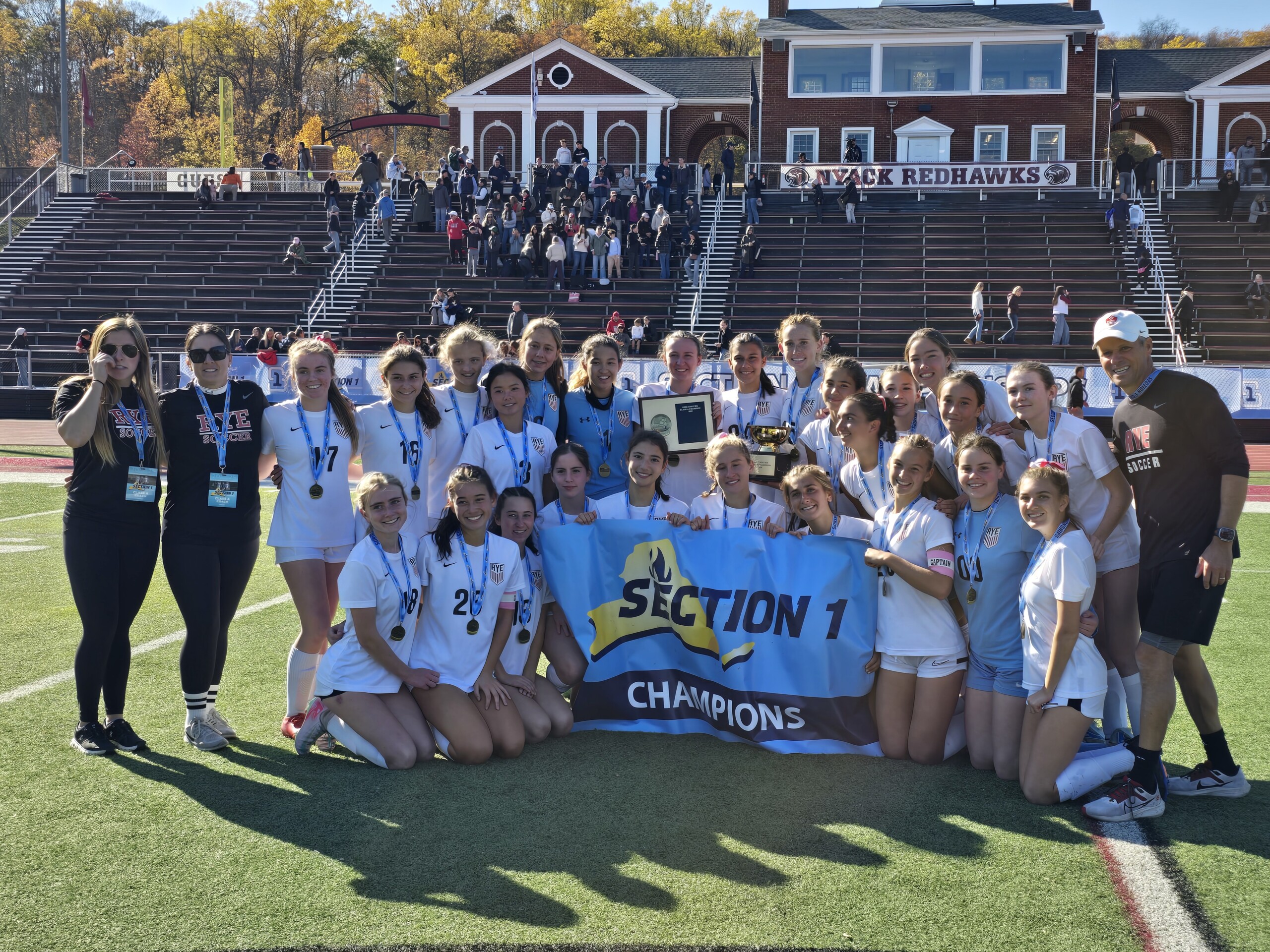 (PHOTO: The 2025 Rye Girls Soccer team: Section 1 Class A champions. Credit: Alvar Lee.)
