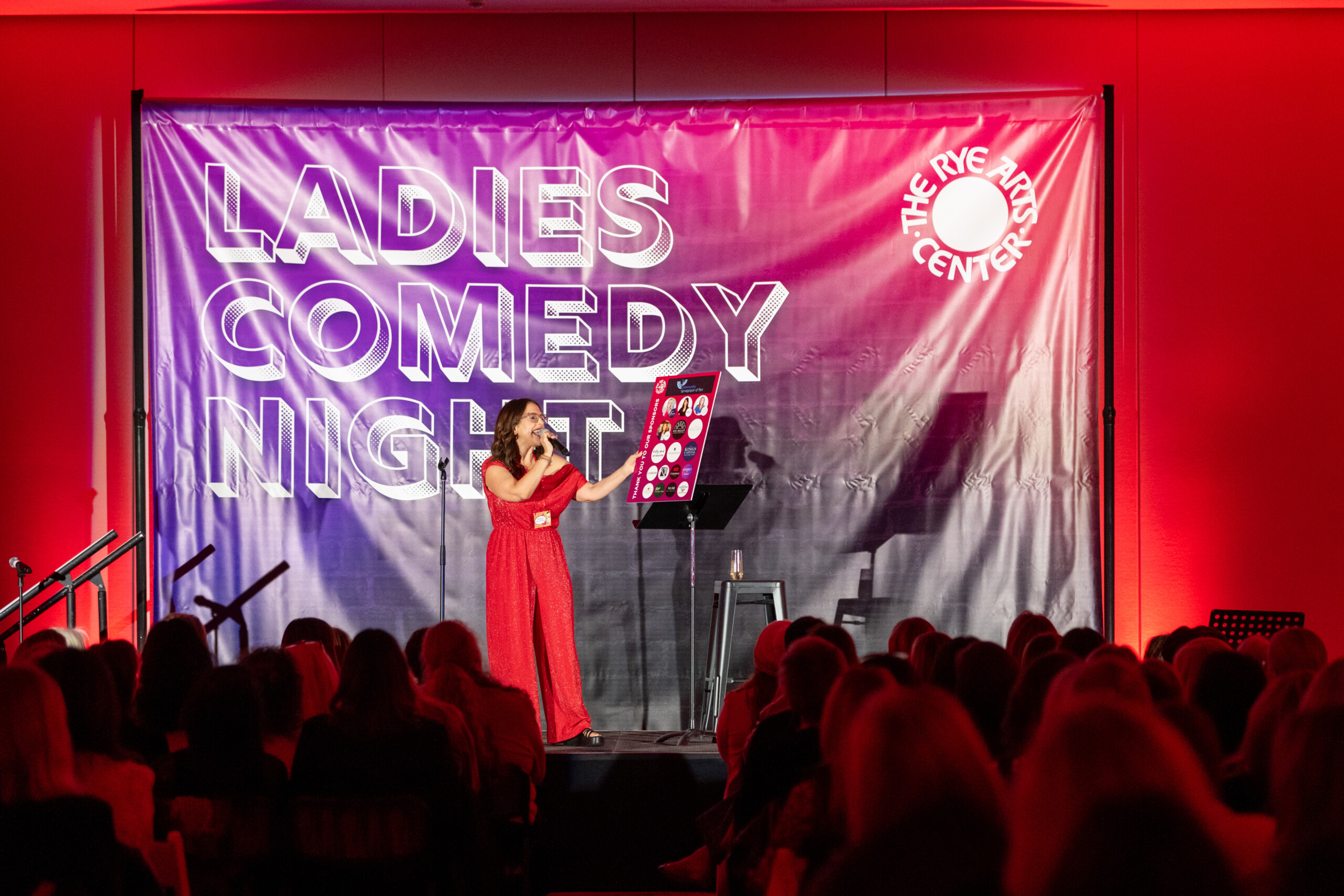 (PHOTO: Rye Arts Center’s Ladies Comedy Night at the Community Synagogue of Rye on November 6, 2025. Credit: Rohanna Mertens)