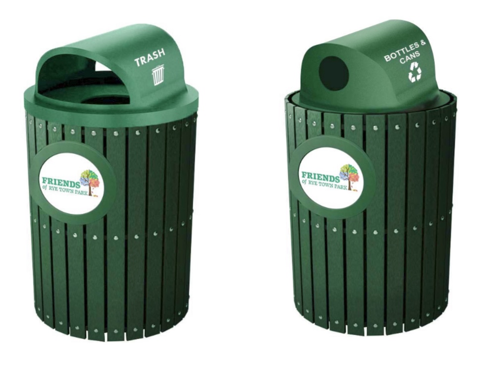 (PHOTO: The design for the new trash and recycling bins that will be installed in Rye Town Park in 2026. Contributed.)