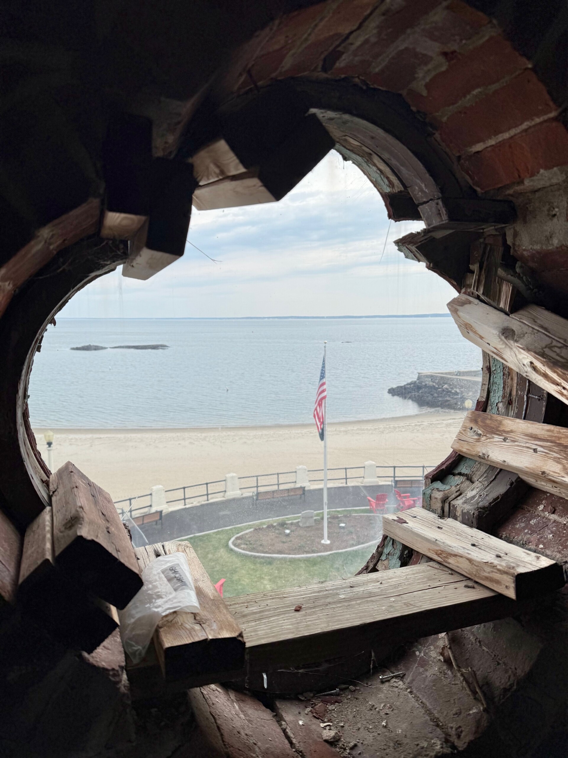 (PHOTO: The inside of the Tower Building. The Friends of Rye Town Park is also funding the necessary repair work which will needto be completed before the restored windows can be installed. Contributed.)