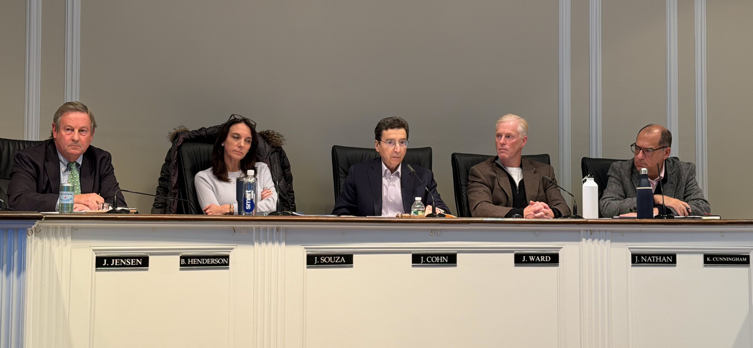 (PHOTO: Dog on a bone. Rye Mayor Cohn Cohn tried to (again) advance a review of Rye's ethics board at the November 19, 2025 Rye City Council meeting. Councilmembers Bill Henderson, Julie Souza (a Cohn ally), Cohn, Ward and Nathan (the incoming mayor).
