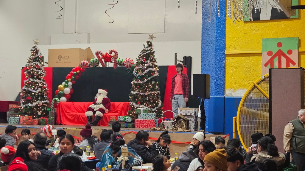 (PHOTO: Santa Claus was at the Don Bosco Community Center in Port Chester for a special annual breakfast attended by over 800 people on Saturday, December 13, 2025. Contributed.)