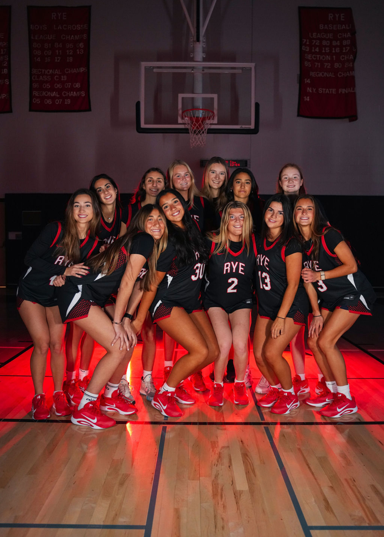 (PHOTO: The 2025-26 Rye Girls Basketball team on media day. Contributed.)