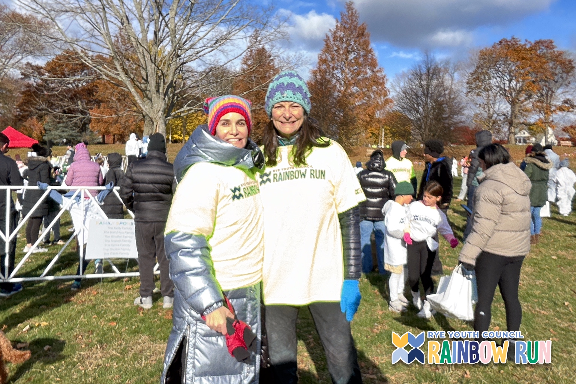 (PHOTO: Rainbow Run Co-chair Jess Reisman and Executive Director Lisa Dominici brave the cold at the 7th annual RYC Rainbow Run. Contributed.)