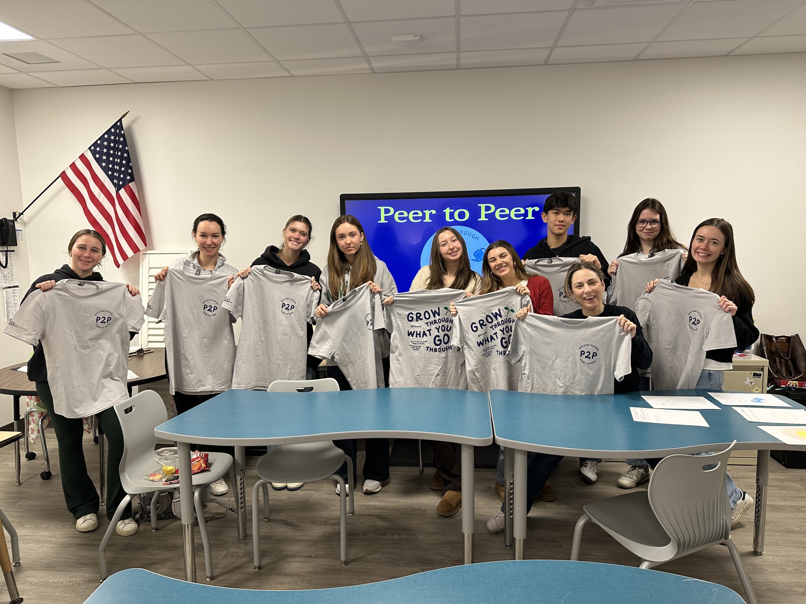 (PHOTO: Members of the RHS P2P Executive Board display their t-shirts with their slogan, "Grow Through What You Go Through”. Contributed.)