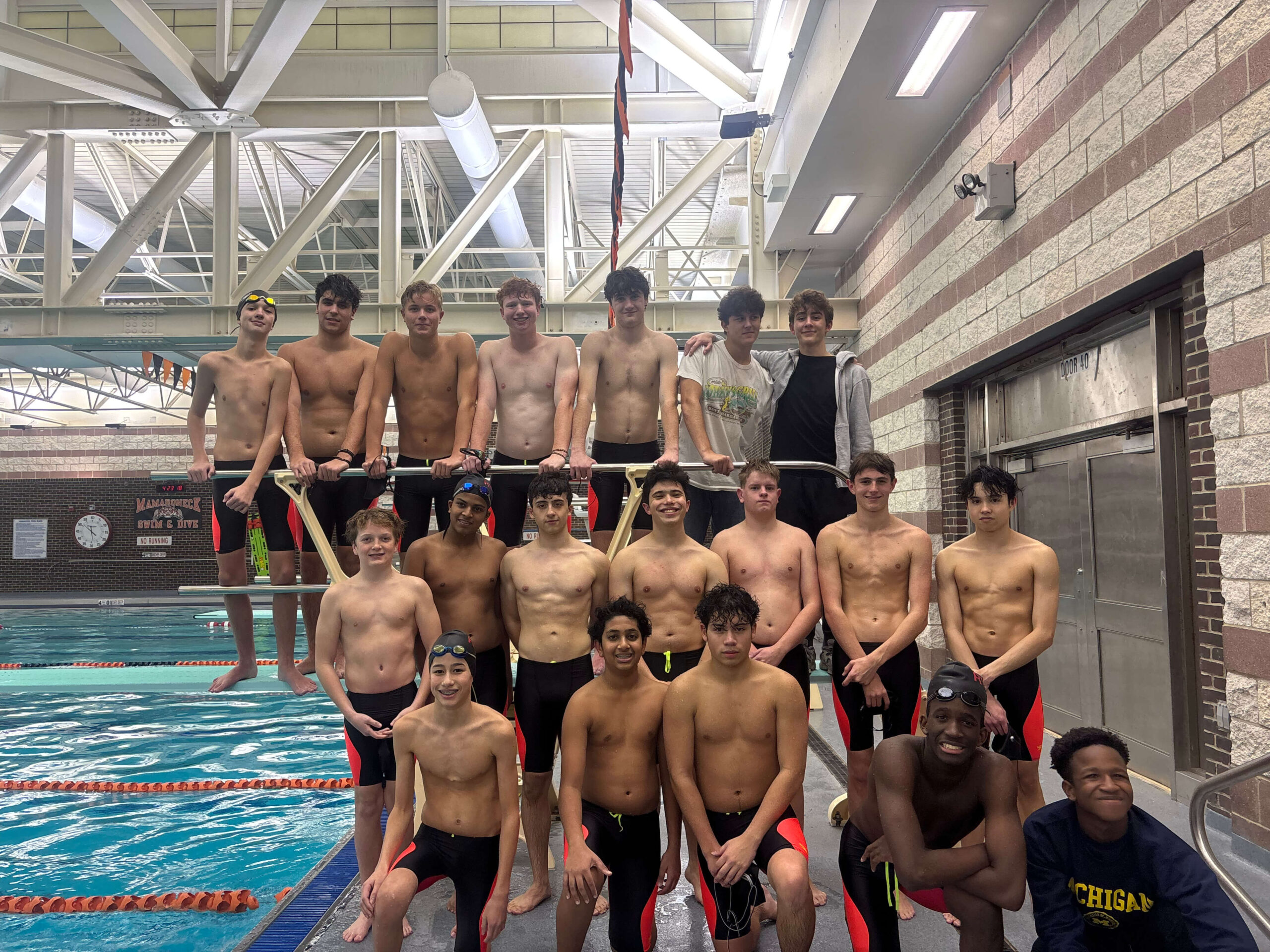 (PHOTO: The Rye - Blind Brook Boys Swim and Dive team from their win on December 5, 2025. Contributed.)