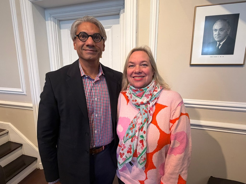 (PHOTO: The City of Rye inauguration ceremony on January 4, 2026. Newly elected County Legislator Anant Nambiar (serving District 7 including Rye) and outgoing / former County Legislator Catherine Parker.)