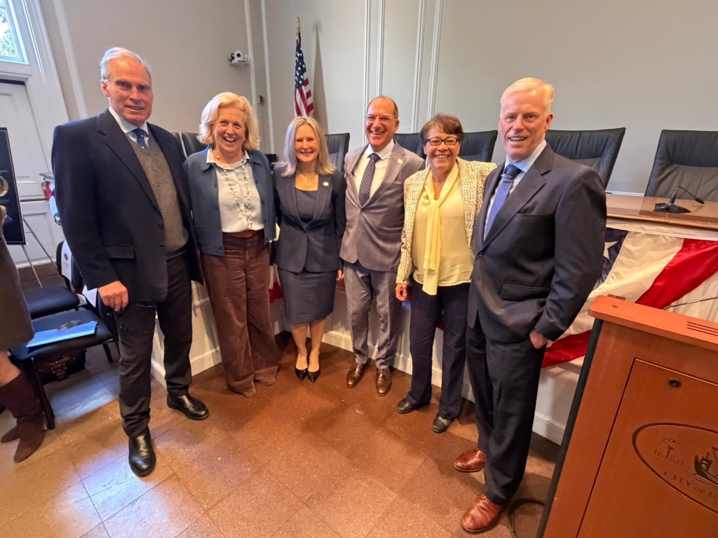 (PHOTO: The City of Rye inauguration ceremony on January 4, 2026. Your 2026 Rye City Council: Keith Cunningham, Jamie Jensen, Amy Kesevan, Mayor Josh Nathan, Marion Anderson and James Ward.)