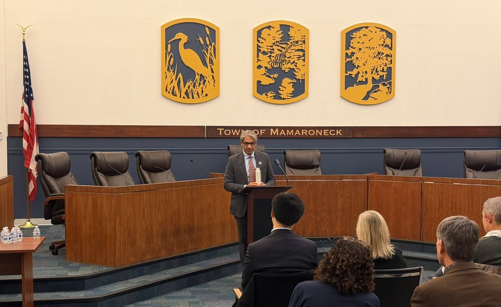 (PHOTO: County Legislator Anant Nambiar, representing District 7 including the City of Rye, was sworn in on January 8, 2026 at the Mamaroneck Village Courthouse.)