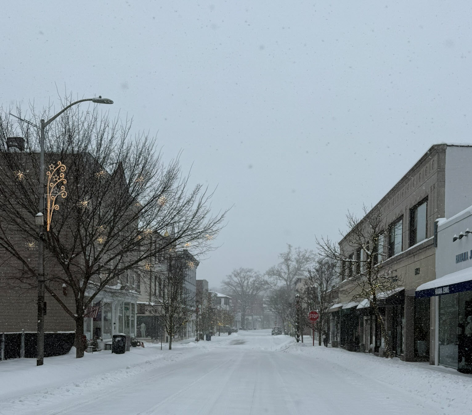 (PHOTO: Snowstorm in Rye, NY on Sunday, January 25, 2026. Downtown Purchase Street. Source: Rye PD.)