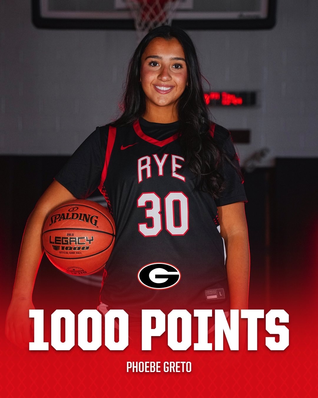(PHOTO: Rye Girls Basketball star Phoebe Greto recorded her 100th career point on January 3, 2026. Contributed.)