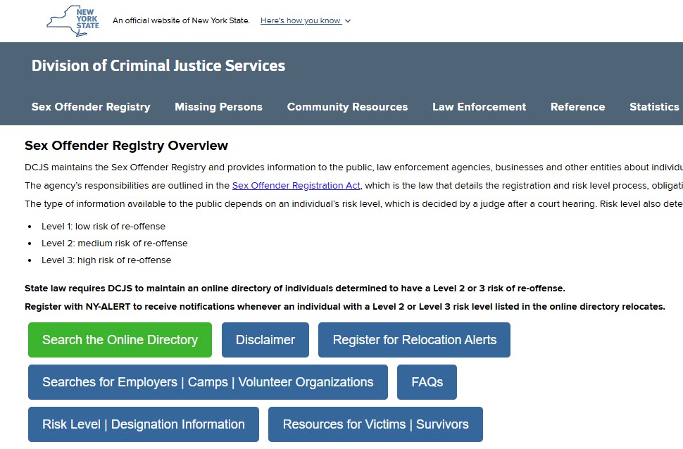 (PHOTO: The New York State Sex Offender Registry is available online. File photo 2026.)