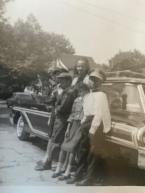 (PHOTO: Sister Margret Anderson, mother Evelyn Anderson, brother George Anderson, Marion Anderson, and brother Samuel Anderson getting ready for the annual Memorial Day Parade. Florence Avenue in Rye, NY. Circa 1963. Contributed.)
