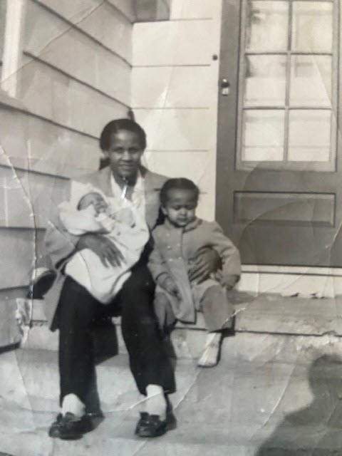 (PHOTO: Brother Samuel Anderson, mother Evelyn Anderson, sister Margret Anderson at home on Florence Avenue in Rye, NY. October 1951. Contributed.) 