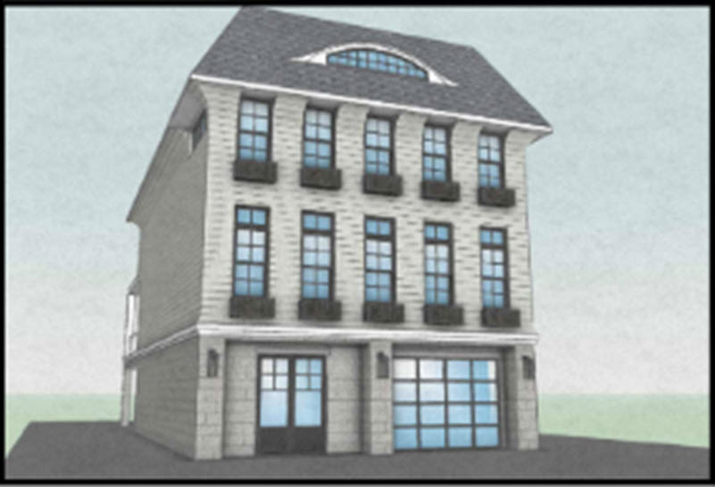 (PHOTO: A rendering of the 43 Locust Avenue mixed use site plan. The project will be discussed at the March 10, 2026 Rye Planning Commission meeting. Source: Rye Planning Commission.)