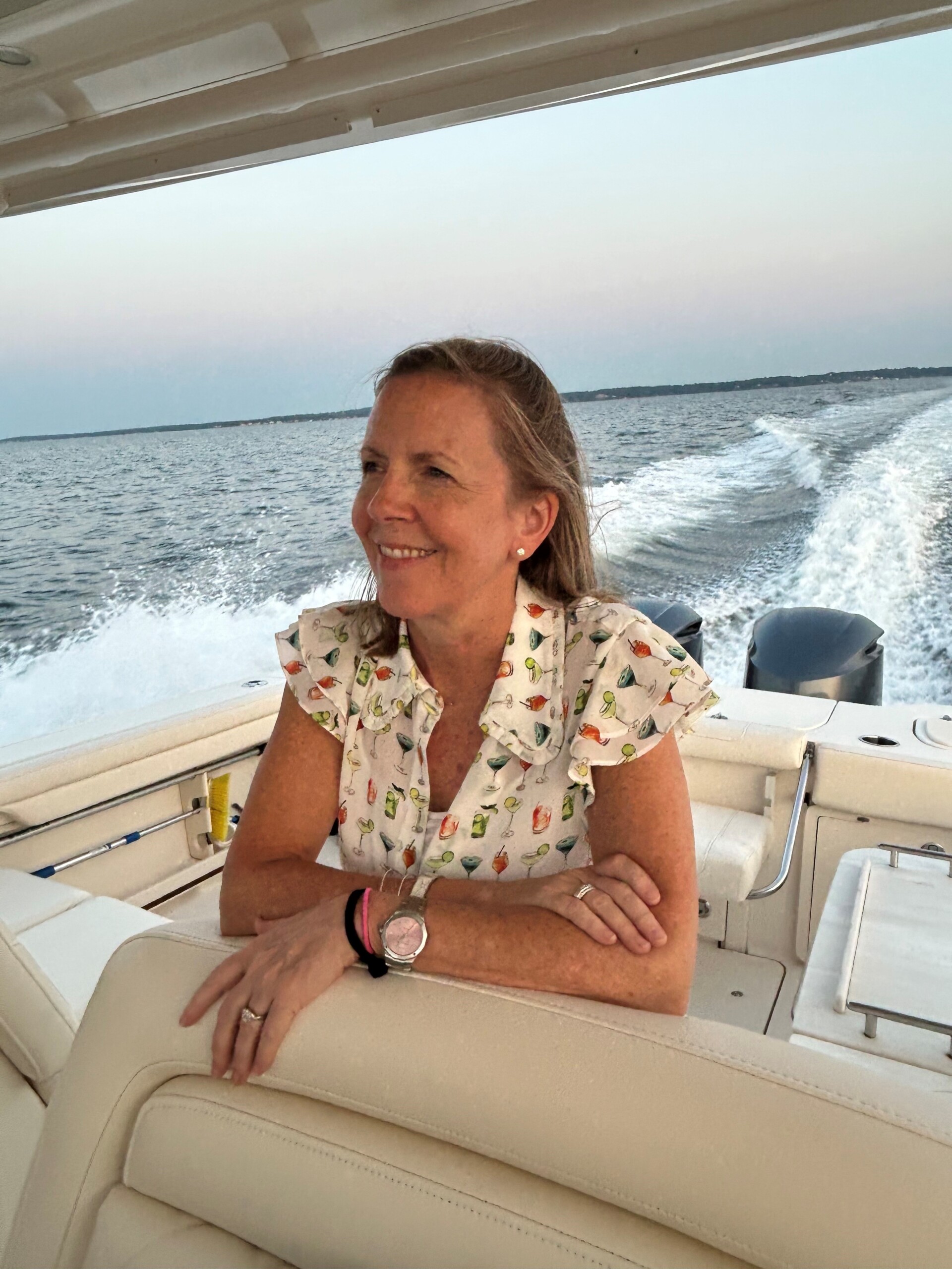 (PHOTO: Caroline Gadaleta, Chair of the Board of Assessment Review, spending a day out on the Long Island Sound. Contributed.)