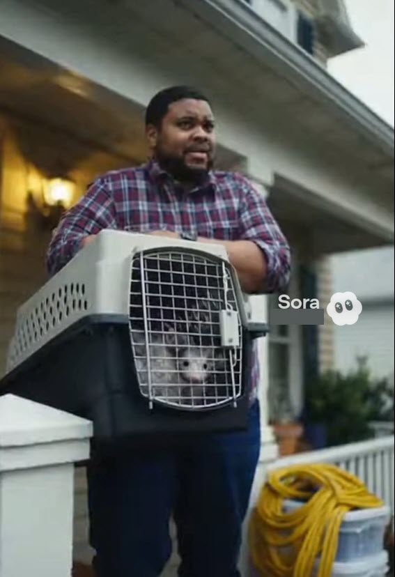 (PHOTO: High Street resident Forrest Regeneration prepares his assigned opossum to board his family ark. Credit: THE RYE ONION Fake News, Really Rye. A Satirical Series Presented by MyRye.com. Image created with AI.)