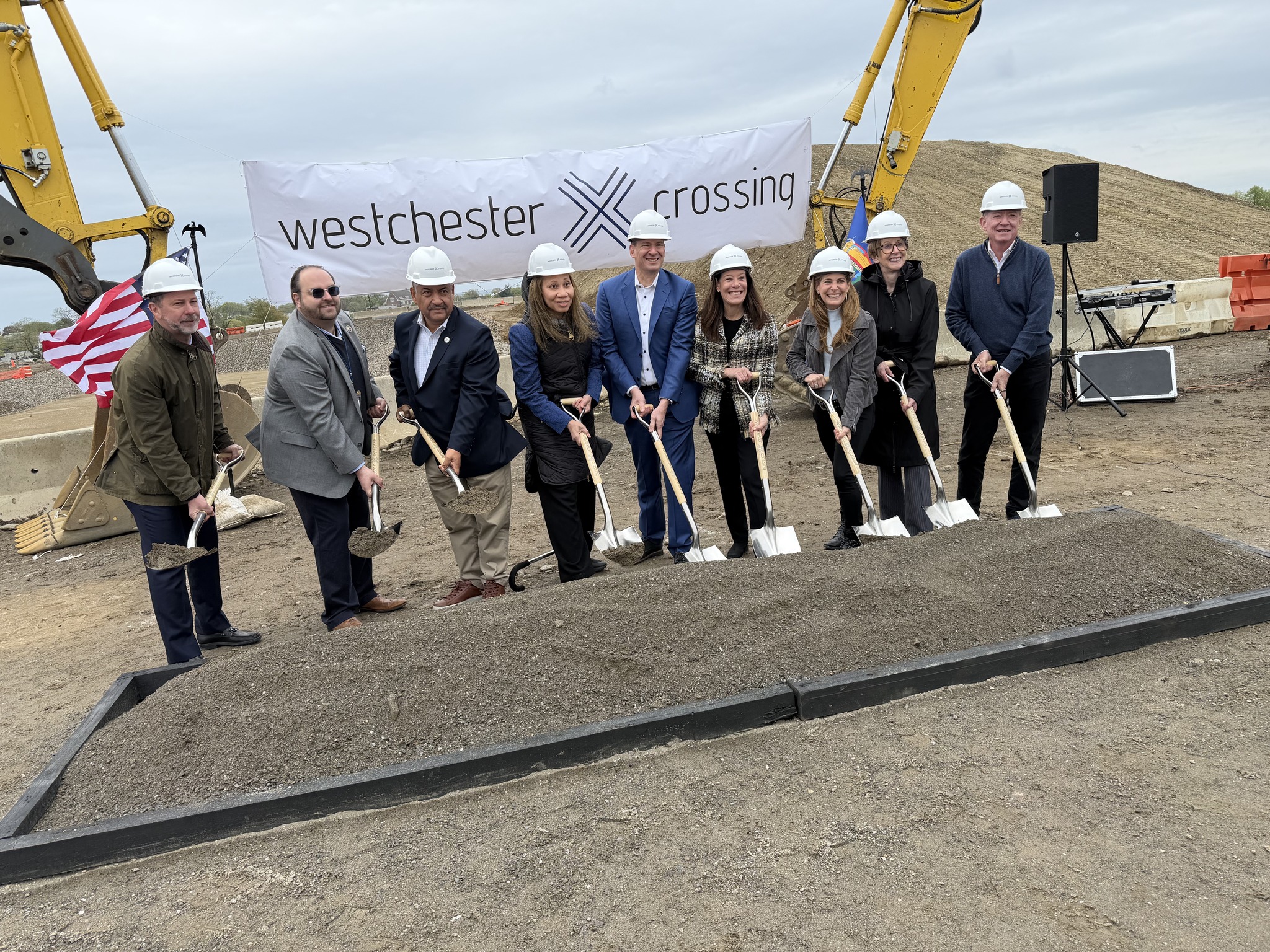 (PHOTO: Officials including those from the Village of Port Chester and Rose Associates (the developer) marked the official groundbreaking for the multi-use development on the former United Hospital site on Wednesday, April 22, 2026. The new development, known as Westchester Crossing, will be mixed-use with nearly 1,000 new housing units. Source: Village of Port Chester.)