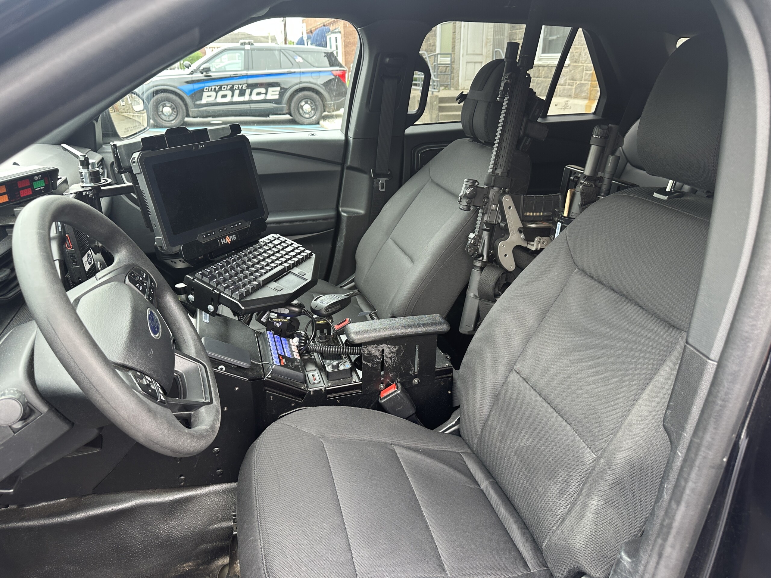 (PHOTO: The inside of a City of Rye Police Department vehicle. File photo. 2025. Credit: Jackson Beatty.)