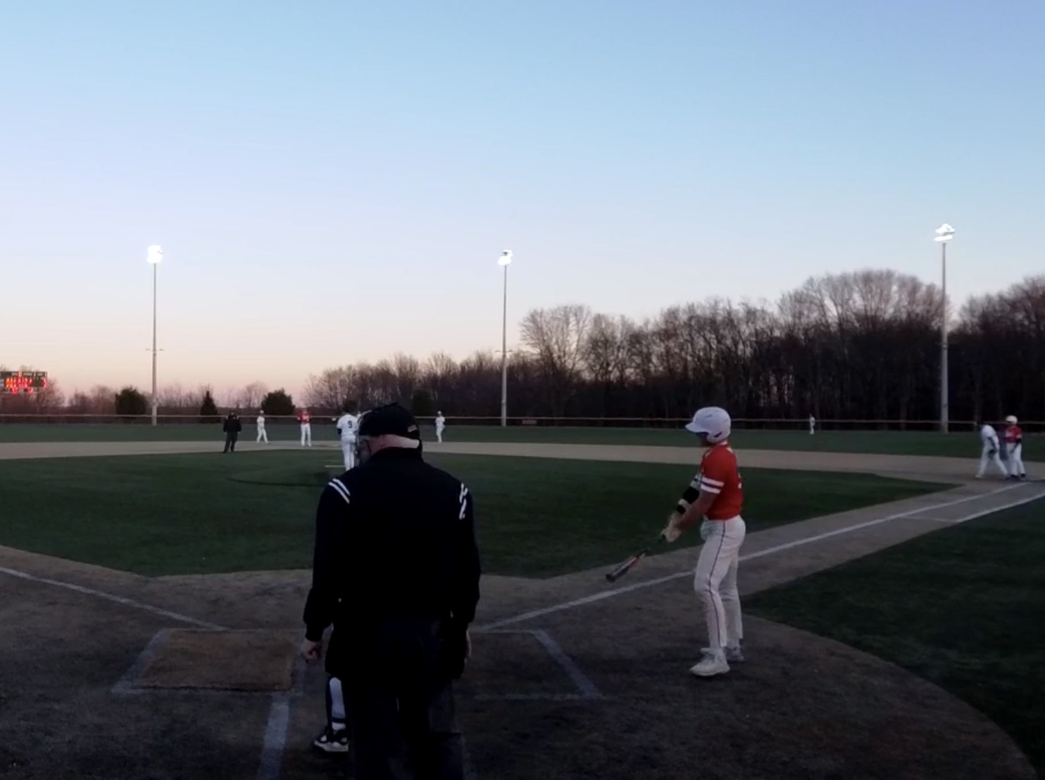 (PHOTO: Rye Baseball's Jackson Pineault at bat during a win on April 8, 2026. Credit: GameChanger.)