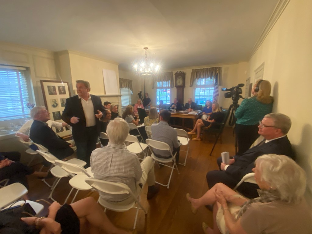 (PHOTO: Former Mayor Doug French greets the annual Square House meeting of the Rye City Council on April 15, 2026.)