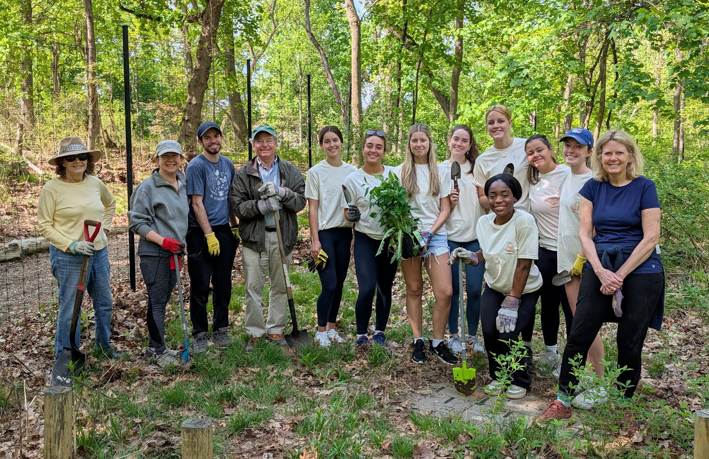 (PHOTO: Tracy Stora, chair of the Conservation Commission and New York State Assemblyman Steve Otis worked alongside volunteers for a multi-municipal clean-up and native planting day at the Rye Nature Center. Contributed.) 