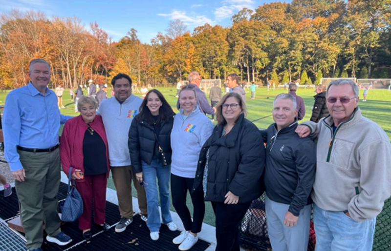 (PHOTO: (left to right) Rick McCabe, Commissioner Linda Ritacco, Commissioner Louis Rollano, former Deputy Mayor Julie Souza, Recreation Superintendent Erin Mantz, Commissioner Lisa Dempsey, Commissioner Tom Walsh, and former Commissioner Tom Maloney. Contributed.)