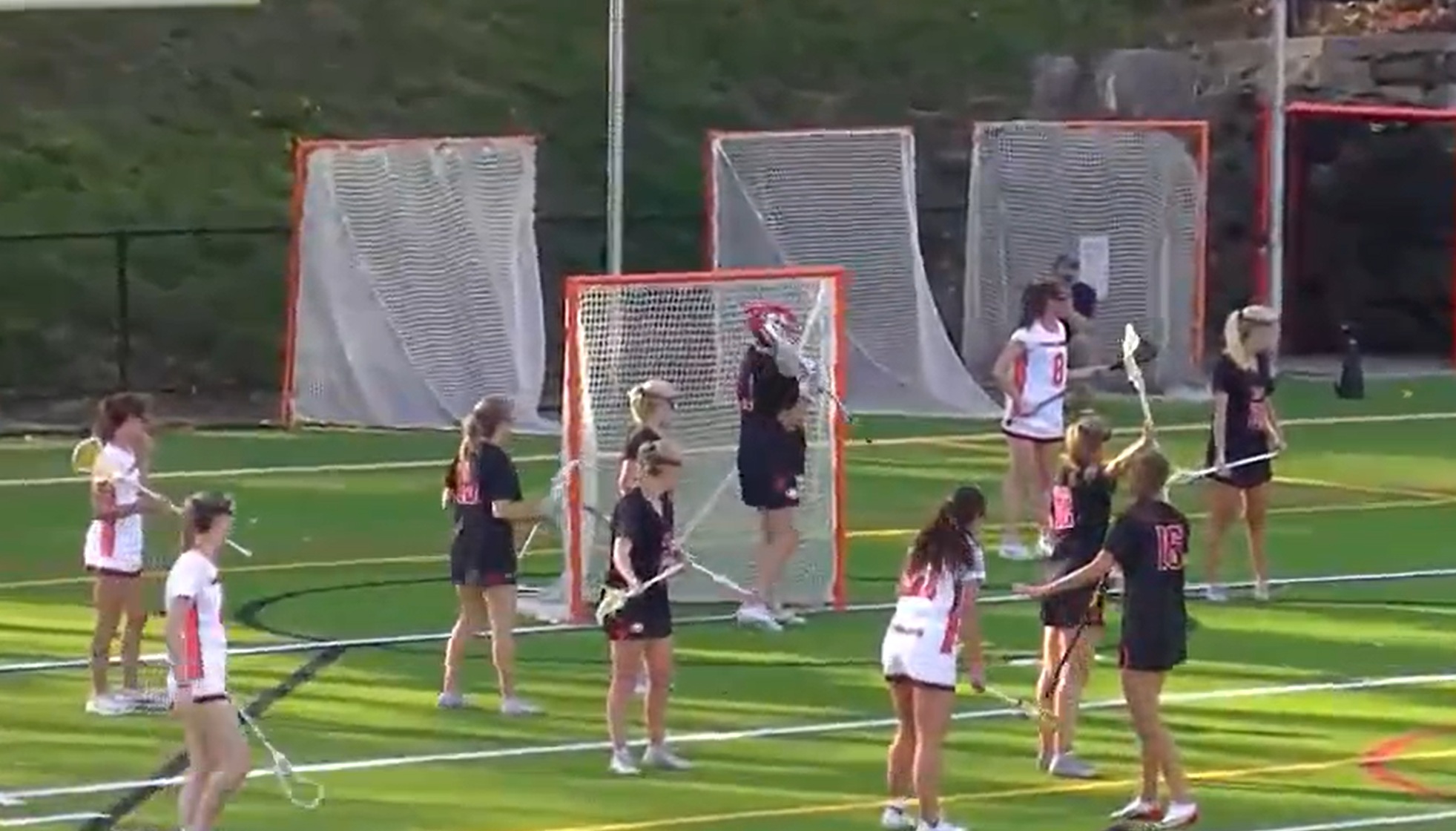 (PHOTO: The Rye Girls Lacrosse team defending against Mamaroneck on April 14, 2026.)