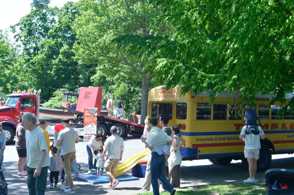 (PHOTO: The Tumblebus school bus was among the many vehicles on display at the Library;s Vehicle Fair. Credit: Claire Hovers.)