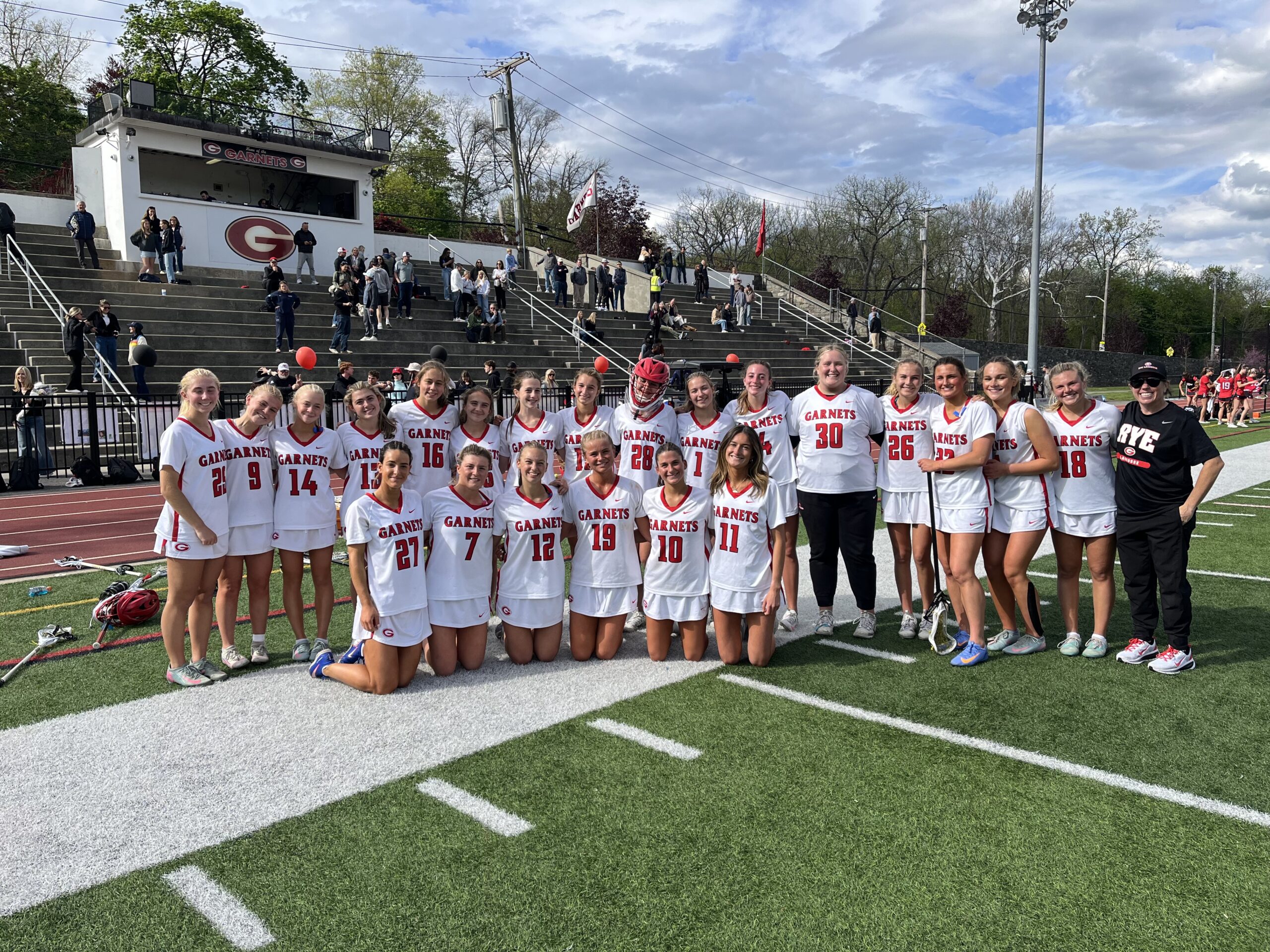 (PHOTO: The Rye Girls Lacrosse team after a win on Senior Day on May 2, 2026. Contributed.)