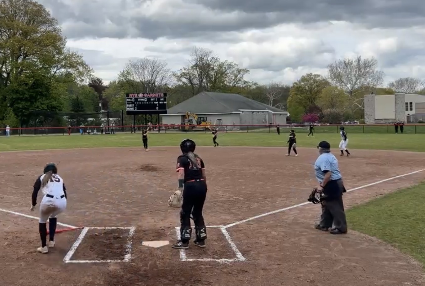 (PHOTO: The Rye Softball team in the field from a gme on May 2, 2026. Credit: GameChanger.)