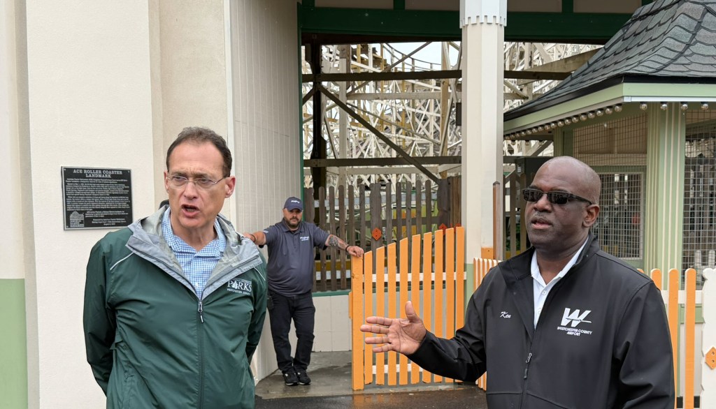 Local officials at amusement park