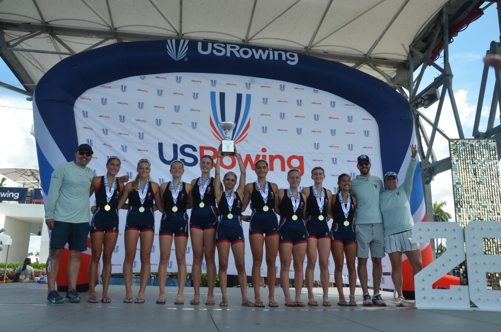 (PHOTO: The RowAmerica Rye Girls Varsity Eight Boat: 2026 National Champions. Contributed.)