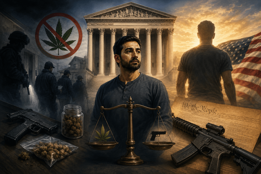 (PHOTO: Judge Latwin on the Second Amendment and Recreational Drugs. Credit: MyRye.com via AI.)