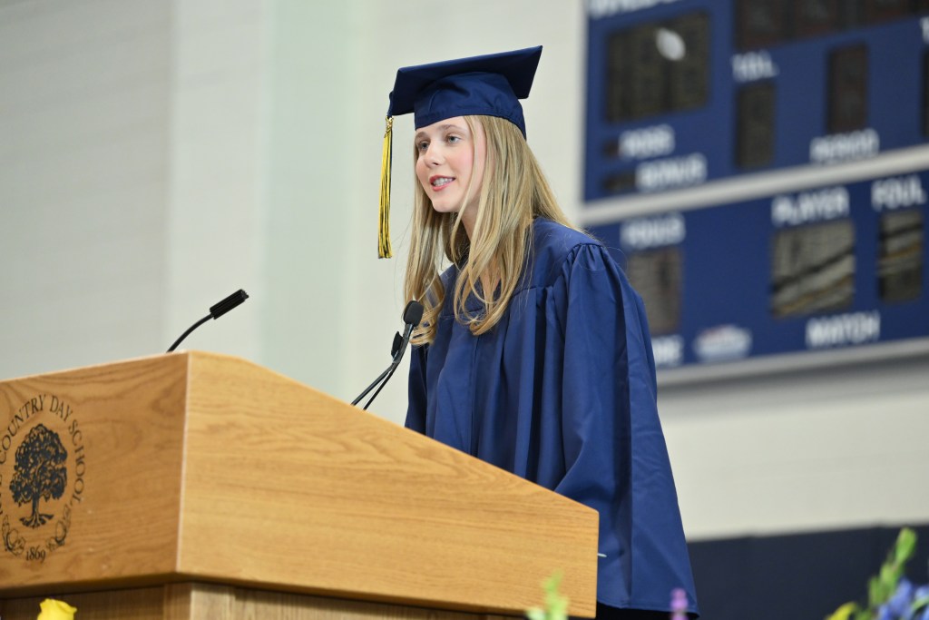 (PHOTO: Student Body President Nola Coady spoke at the Rye Country Day School graduation on June 4, 2026.)