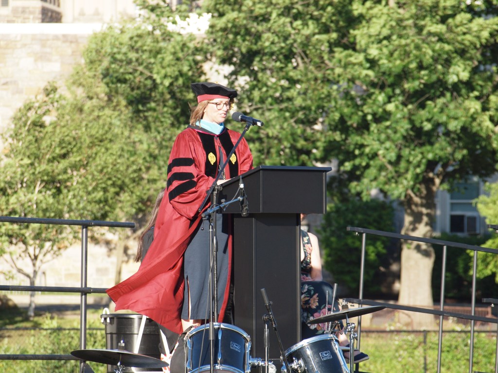 (PHOTO: RCSD Superintendent of Schools Dr. Tricia Murray spoke at Rye High School's 95th annual graduation.)