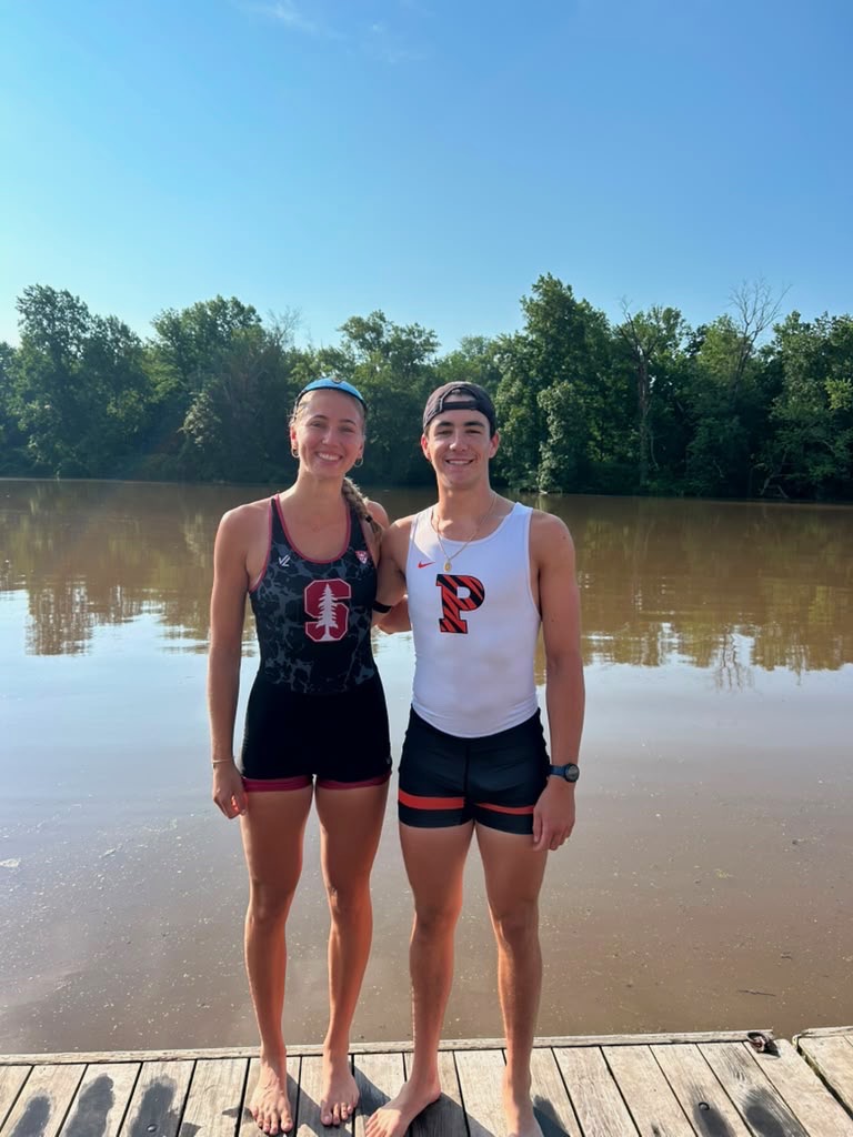 (PHOTO: RowAmerica Rye rowers Claire Van Praagh (left) and George Dolce (right). Contributed.)