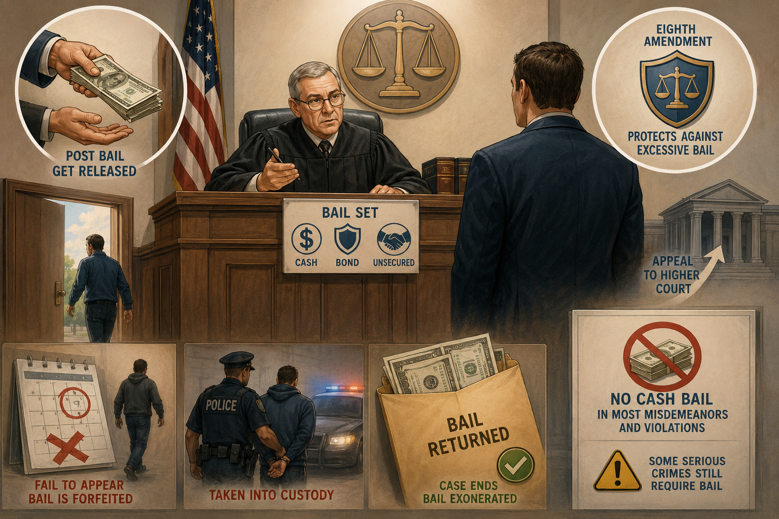 (PHOTO: Judge Latwin on Bail Procedures. MyRye.com via AI.)