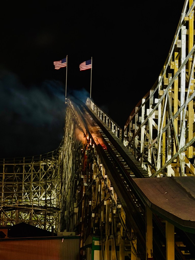 Fire scene at roller coaster