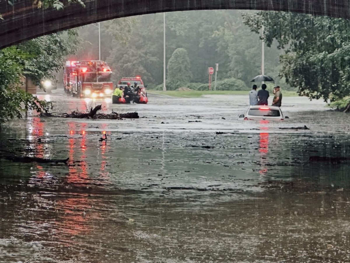 Heavy Rain Floods Rye, Disabling Four Vehicles