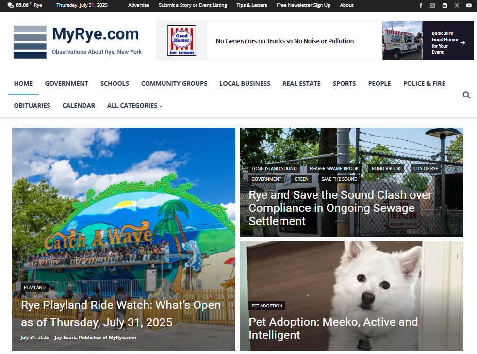 Front page of website