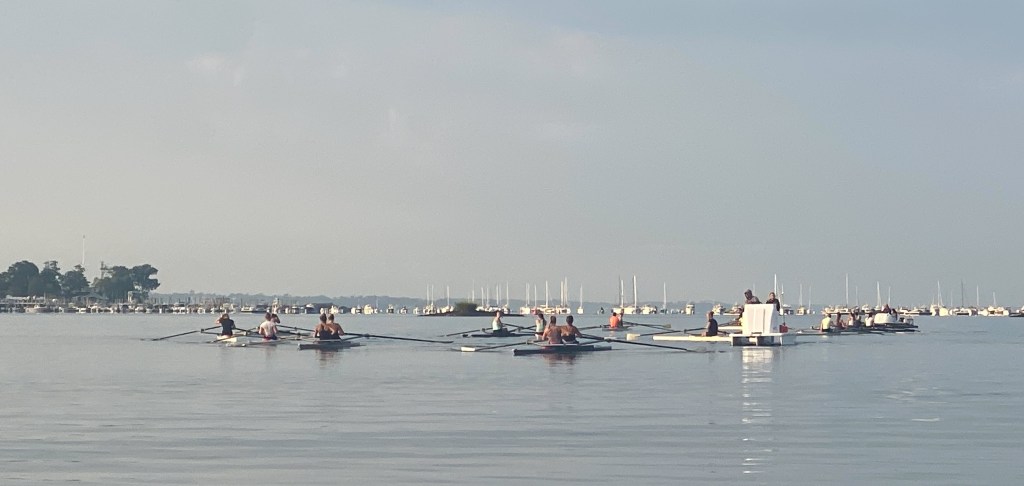 People rowing on the water