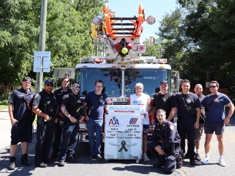 Paulie Reaches 1,000-Mile Milestone in Rye During 9/11 Memorial Push